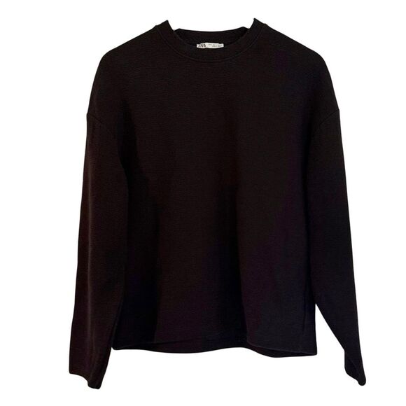 Zara crewneck black texture oversized sweater small - Picture 1 of 8